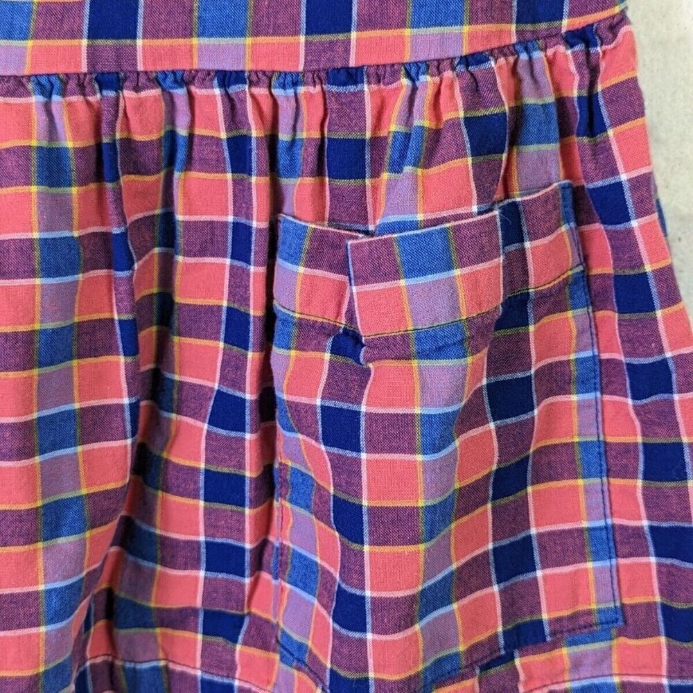 Tea Collection Dress Plaid Red Blue Short Sleeve Pockets Cotton Lined size 4 - Picture 5 of 13